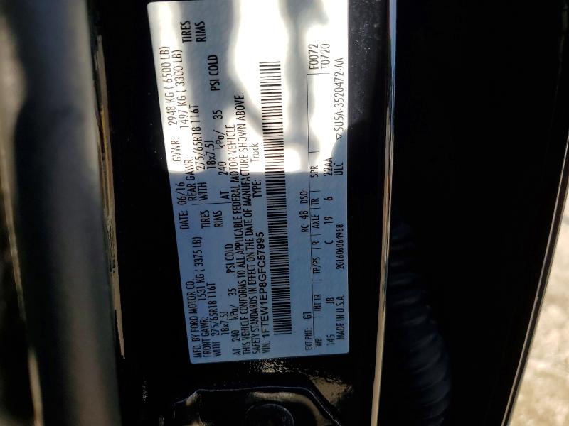51448016 :رقم المزاد ، 1FTEW1EP8GFC57995 vin ، 2016 Ford F150 مزاد بيع
