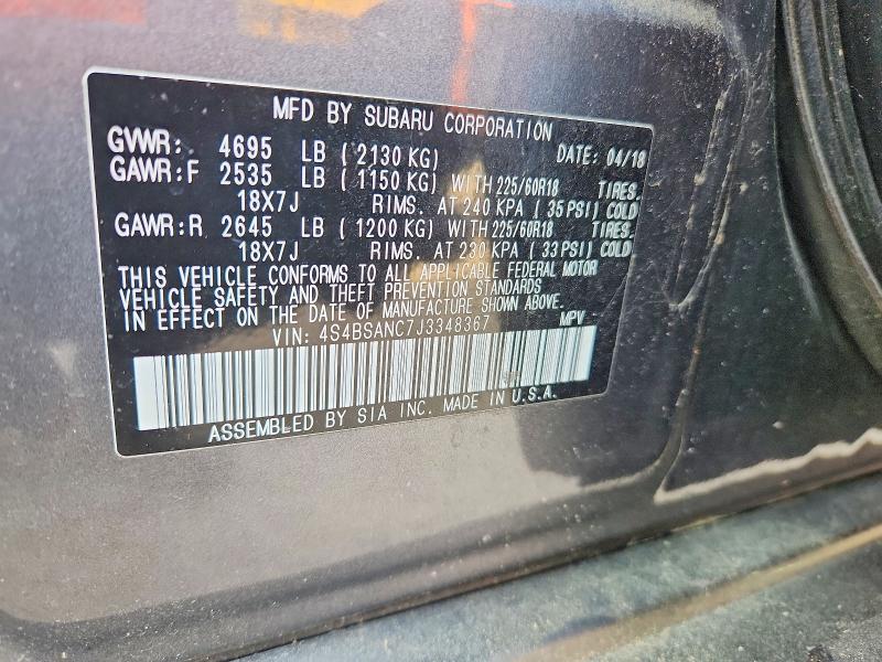 Aukcja sprzedaży 2018 Subaru Outback, vin: 4S4BSANC7J3348367, numer aukcji: 49142546