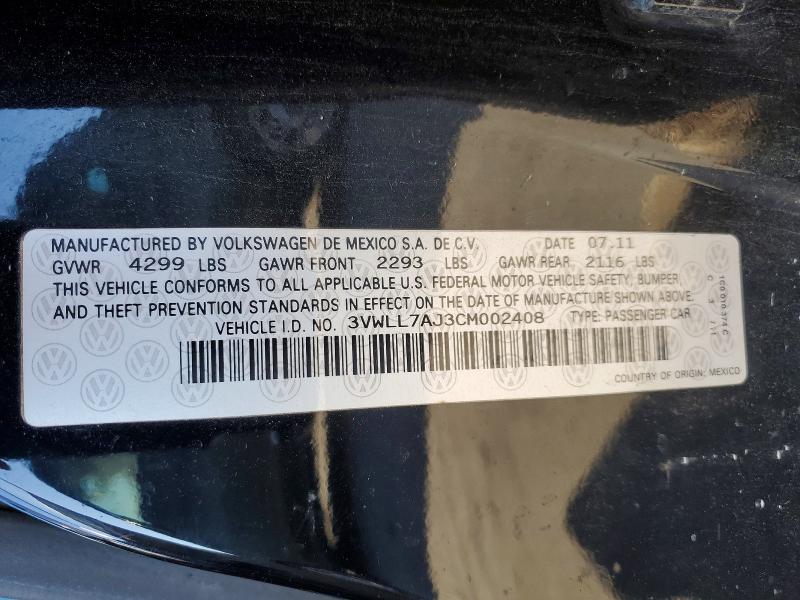48674756 :رقم المزاد ، 3VWLL7AJ3CM002408 vin ، 2012 Volkswagen Jetta مزاد بيع