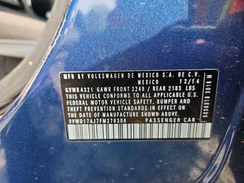 Продаж на аукціоні авто 2015 Volkswagen Jetta, vin: 3VWD17AJ7FM276306, номер лоту: 50678576