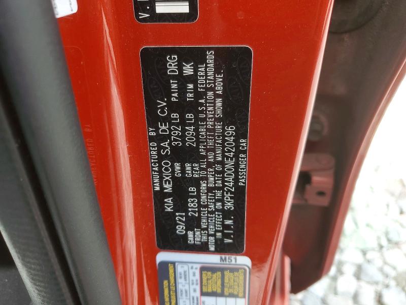 Aukcja sprzedaży 2022 Kia Forte, vin: 3KPF24AD0NE420496, numer aukcji: 48972666