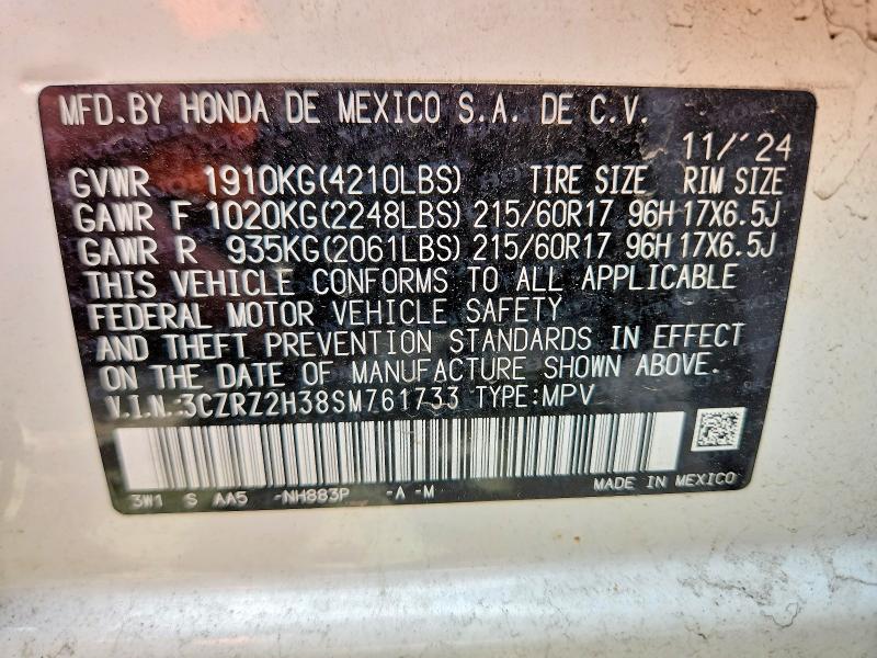 Продажа на аукционе авто 2025 Honda Hr-v, vin: 3CZRZ2H38SM761733, номер лота: 49551946
