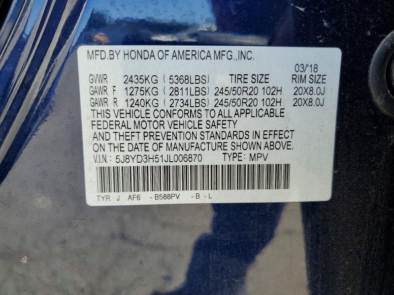 Aukcja sprzedaży 2018 Acura Mdx, vin: 5J8YD3H51JL006870, numer aukcji: 51789746
