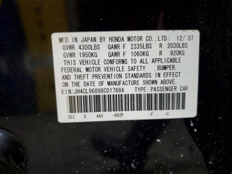 Продаж на аукціоні авто 2008 Acura Tsx, vin: JH4CL96898C017684, номер лоту: 49788316