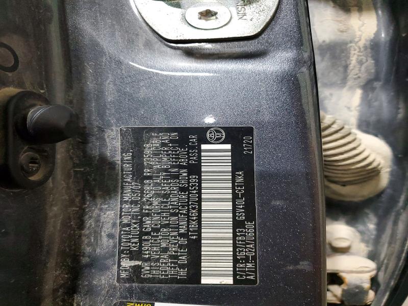 49668756 :رقم المزاد ، 4T1BK46K37U045399 vin ، 2007 Toyota Camry مزاد بيع