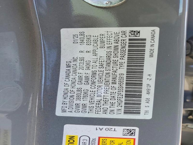 Продажа на аукционе авто 2025 Honda Civic, vin: 2HGFE2F55SH565919, номер лота: 49053016