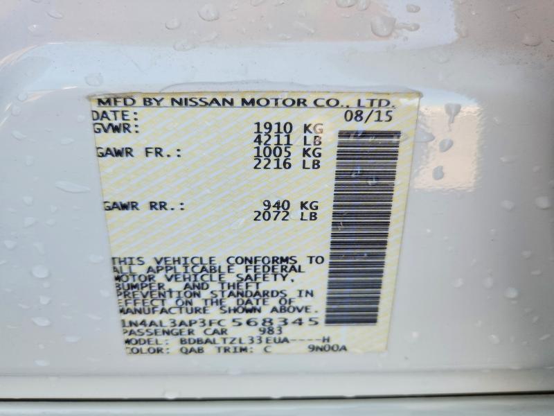 Продажа на аукционе авто 2015 Nissan Altima, vin: 1N4AL3AP3FC568345, номер лота: 51807556