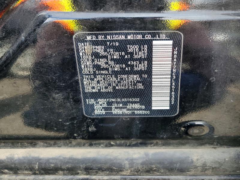 2020 Nissan Armada მანქანა იყიდება აუქციონზე, vin: JN8AY2NC3LX516302, აუქციონის ნომერი: 50614546