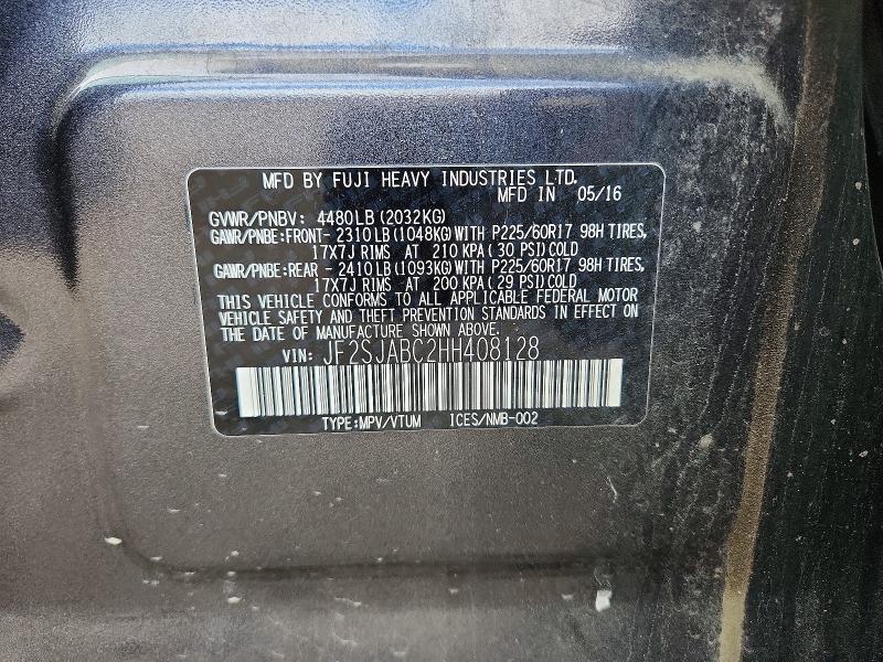 2017 Subaru Forester მანქანა იყიდება აუქციონზე, vin: JF2SJABC2HH408128, აუქციონის ნომერი: 50832146