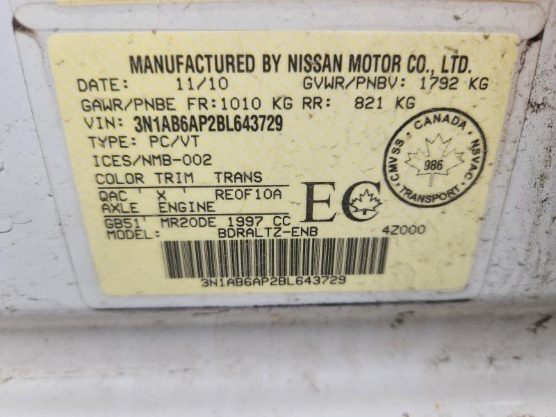 Aukcja sprzedaży 2011 Nissan Sentra, vin: 3N1AB6AP2BL643729, numer aukcji: 49117766