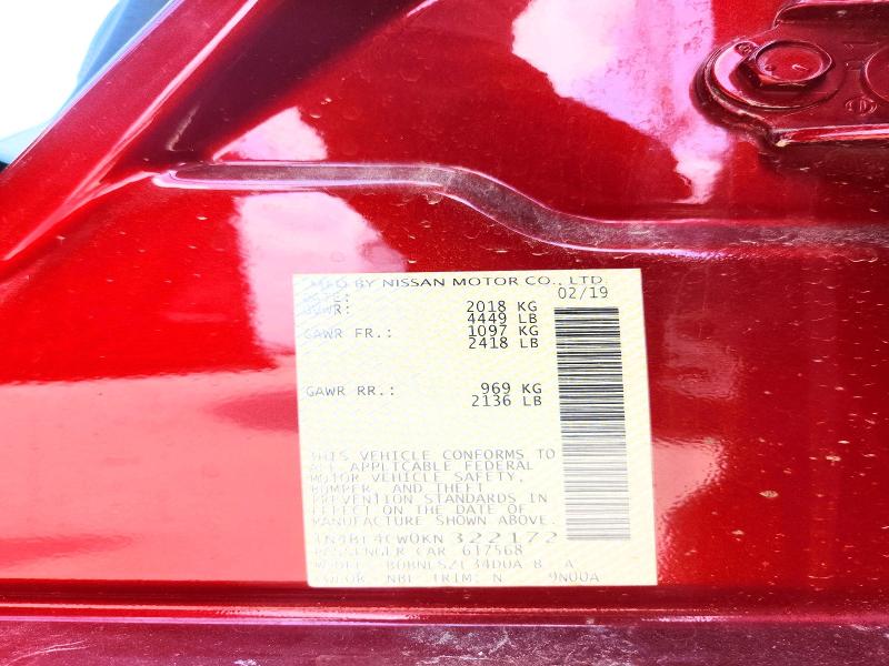 Продаж на аукціоні авто 2019 Nissan Altima, vin: 1N4BL4CW0KN322172, номер лоту: 46325176