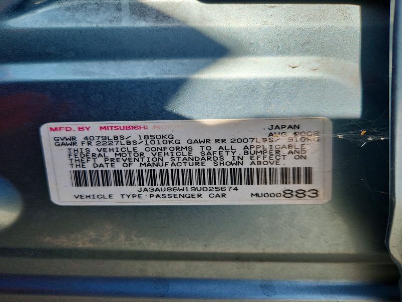 Aukcja sprzedaży 2009 Mitsubishi Lancer, vin: JA3AU86W19U025674, numer aukcji: 51376206