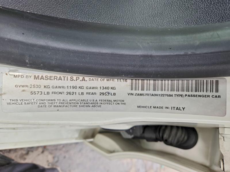 50821296 :رقم المزاد ، ZAM57RTA0H1227684 vin ، 2017 Maserati Ghibli مزاد بيع