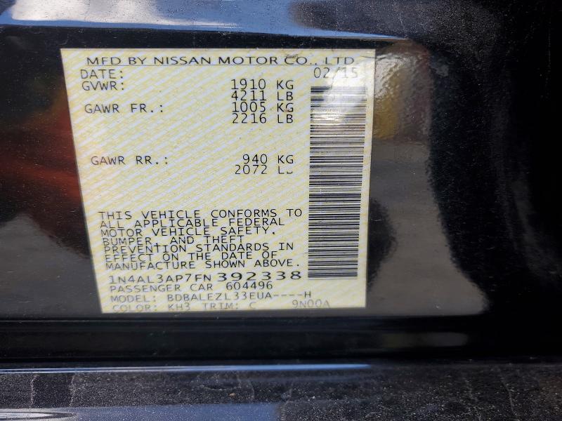 48435006 :رقم المزاد ، 1N4AL3AP7FN392338 vin ، 2015 Nissan Altima مزاد بيع