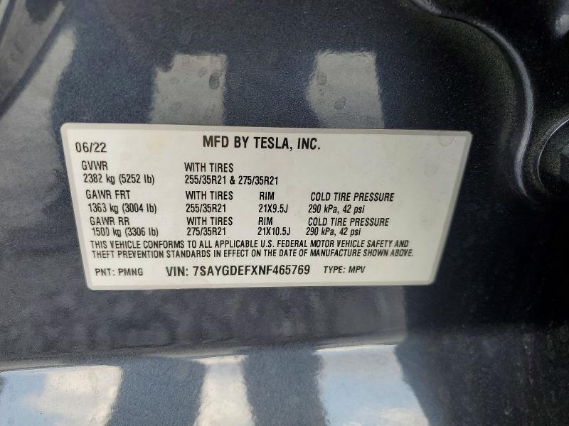 Продажа на аукционе авто 2022 Tesla Model Y, vin: 7SAYGDEFXNF465769, номер лота: 48439766