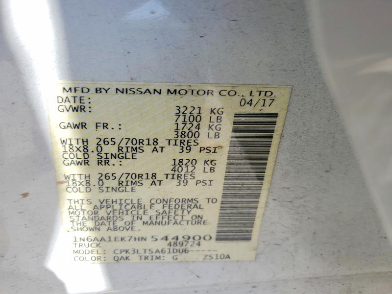 Продаж на аукціоні авто 2017 Nissan Titan, vin: 1N6AA1EK7HN544900, номер лоту: 50636476