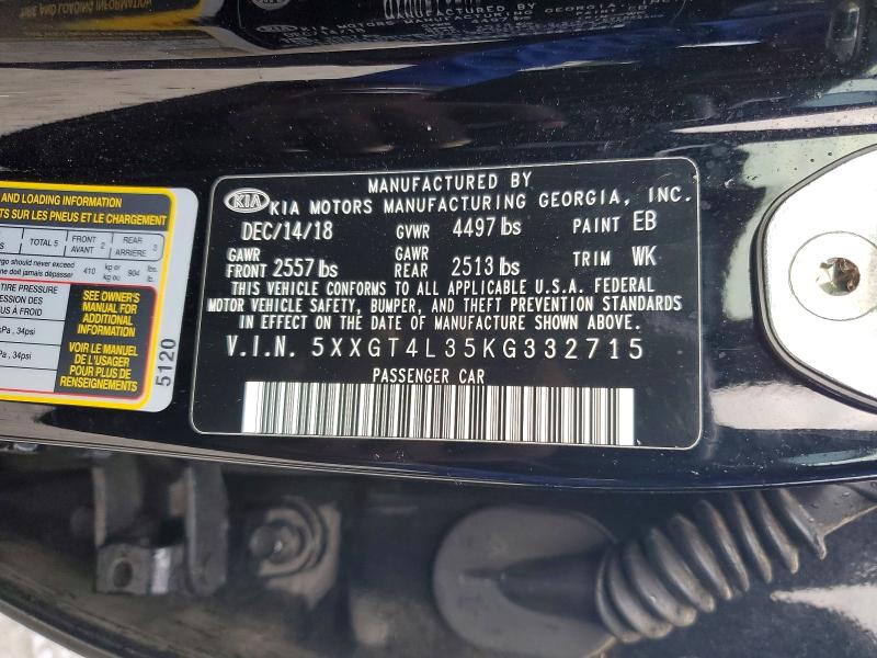 Продажа на аукционе авто 2019 Kia Optima, vin: 5XXGT4L35KG332715, номер лота: 51557066