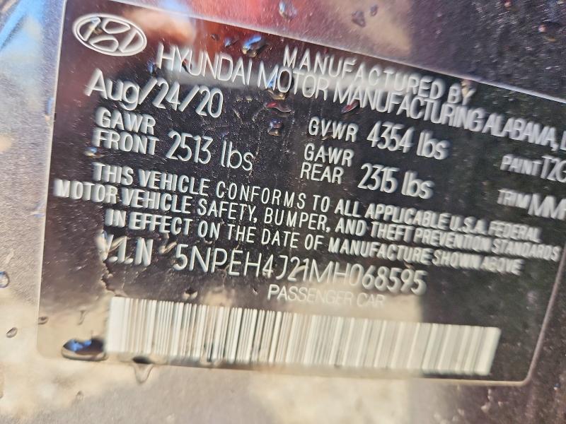 Продажа на аукционе авто 2021 Hyundai Sonata, vin: 5NPEH4J21MH068595, номер лота: 50079486