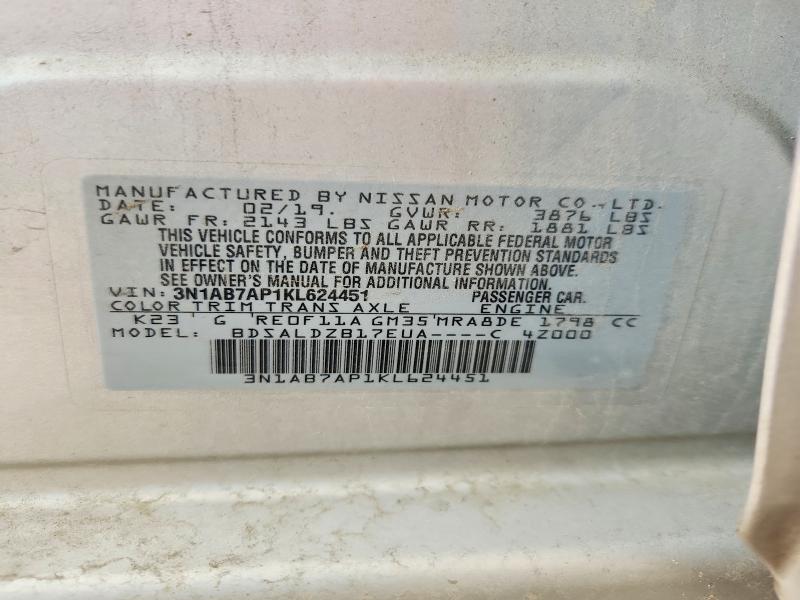 Aukcja sprzedaży 2019 Nissan Sentra, vin: 3N1AB7AP1KL624451, numer aukcji: 51827466