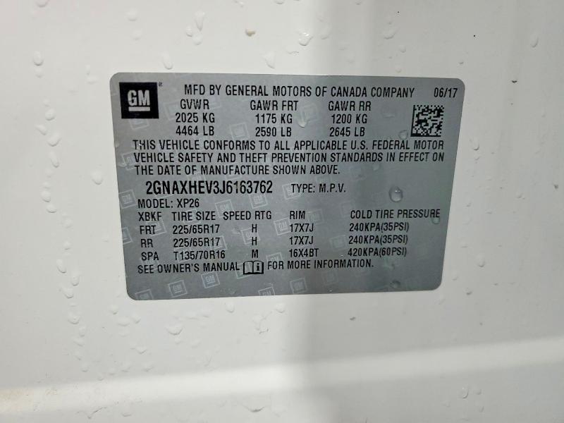 Auction sale of the 2018 Chevrolet Equinox, vin: 2GNAXHEV3J6163762, lot number: 51118206