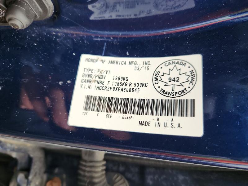 Продажа на аукционе авто 2015 Honda Accord, vin: 1HGCR2F9XFA806646, номер лота: 47386676