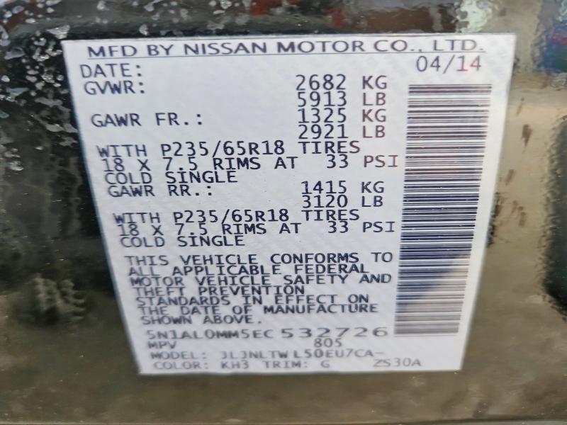 Aukcja sprzedaży 2014 Infiniti Qx60, vin: 5N1AL0MM5EC532726, numer aukcji: 51485386