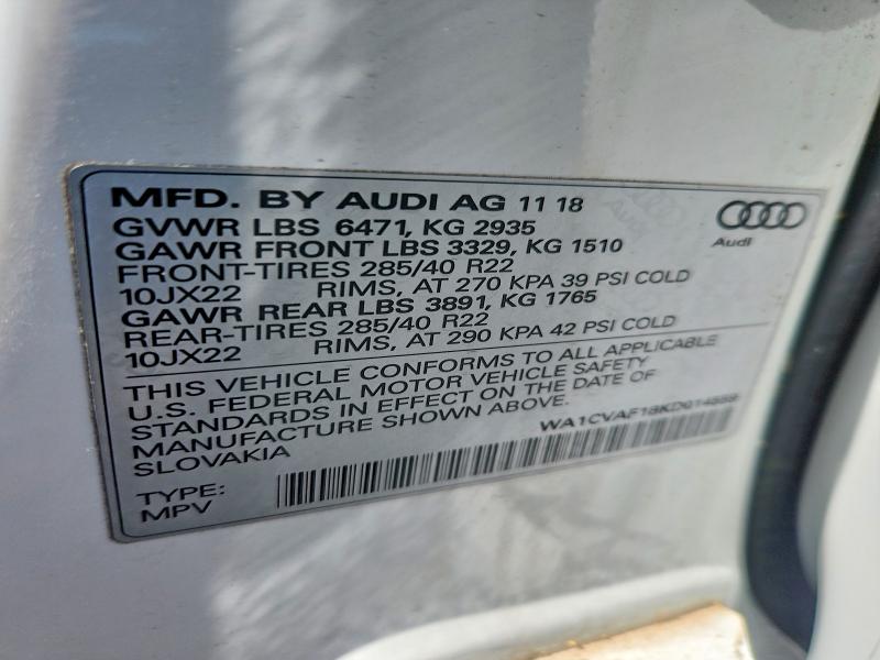 Aukcja sprzedaży 2019 Audi Q8, vin: WA1CVAF18KD014559, numer aukcji: 48858906