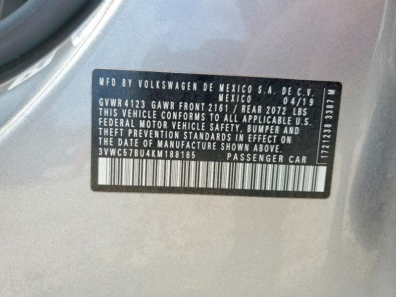 Продаж на аукціоні авто 2019 Volkswagen Jetta, vin: 3VWC57BU4KM188185, номер лоту: 49417106