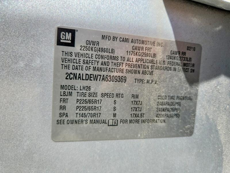 52023296 :رقم المزاد ، 2CNALDEW7A6309369 vin ، 2010 Chevrolet Equinox مزاد بيع