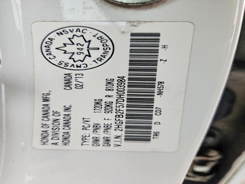 49817936 :رقم المزاد ، 2HGFB2F57DH003984 vin ، 2013 Honda Civic مزاد بيع