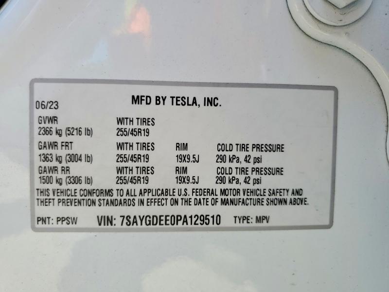 Продажа на аукционе авто 2023 Tesla Model Y, vin: 7SAYGDEE0PA129510, номер лота: 50657196
