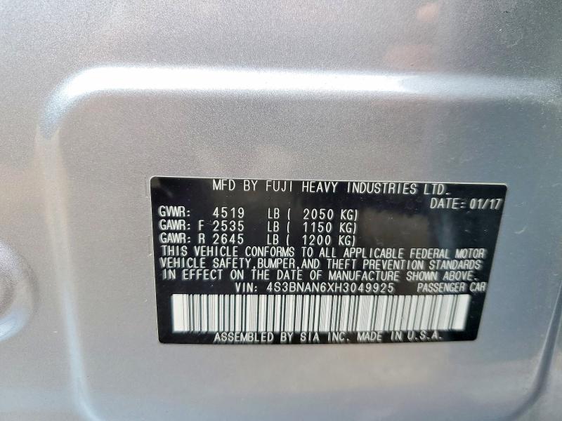 Aukcja sprzedaży 2017 Subaru Legacy, vin: 4S3BNAN6XH3049925, numer aukcji: 51721346