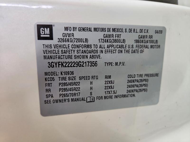 Продажа на аукционе авто 2009 Cadillac Escalade, vin: 3GYFK22229G217356, номер лота: 48561976