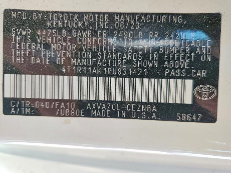 Aukcja sprzedaży 2023 Toyota Camry, vin: 4T1R11AK1PU831421, numer aukcji: 50413516
