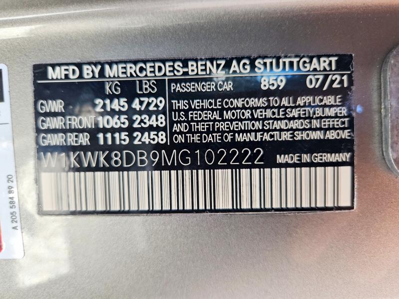 Auction sale of the 2021 Mercedes-benz C, vin: W1KWK8DB9MG102222, lot number: 50450976