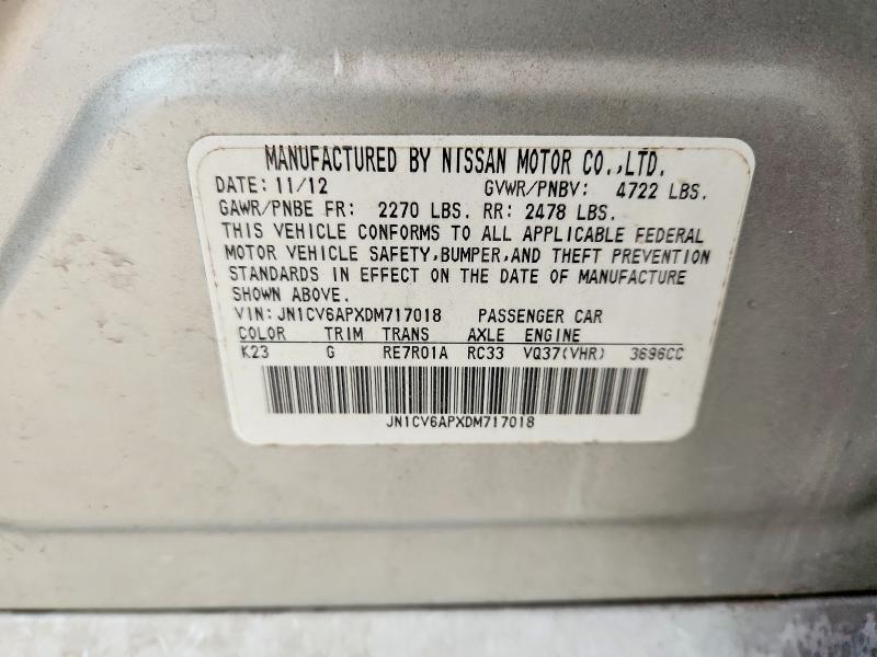Продажа на аукционе авто 2013 Infiniti G37 Sedan, vin: JN1CV6APXDM717018, номер лота: 50239066