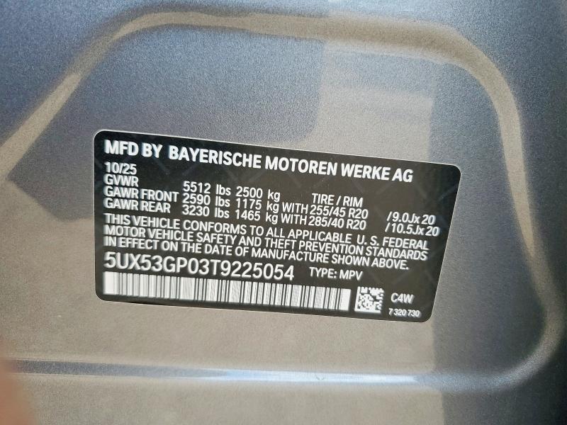 49024446 :رقم المزاد ، 5UX53GP03T9225054 vin ، 2026 Bmw X3 مزاد بيع