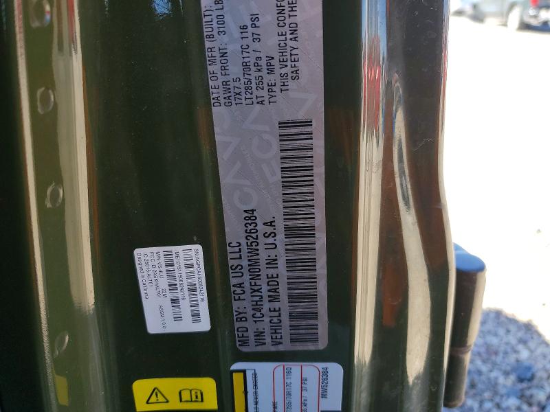 49144116 :رقم المزاد ، 1C4HJXFN0MW526384 vin ، 2021 Jeep Wrangler Unlimited مزاد بيع