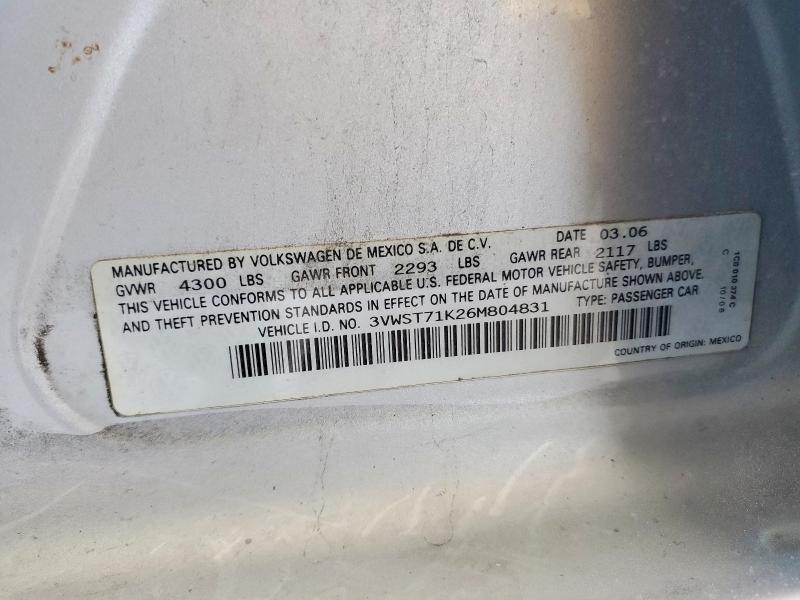 50352246 :رقم المزاد ، 3VWST71K26M804831 vin ، 2006 Volkswagen Jetta مزاد بيع