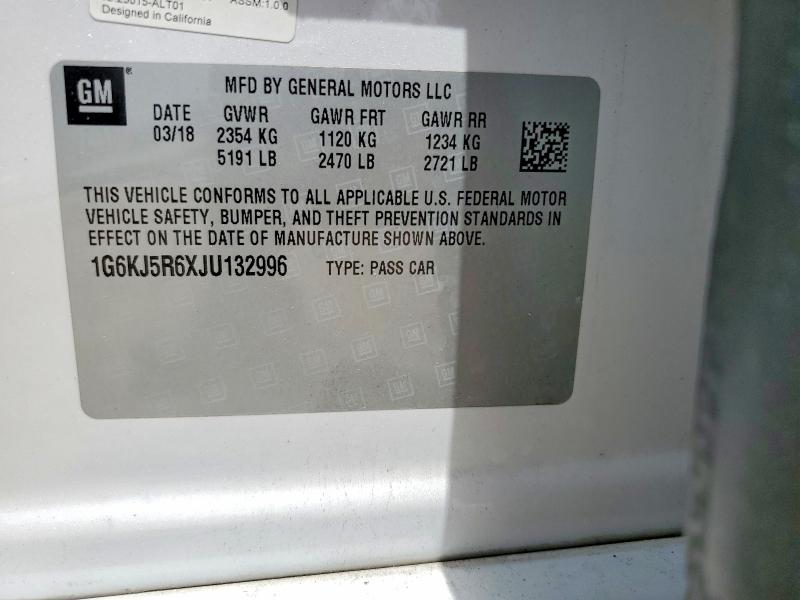 49562626 :رقم المزاد ، 1G6KJ5R6XJU132996 vin ، 2018 Cadillac Ct6 مزاد بيع