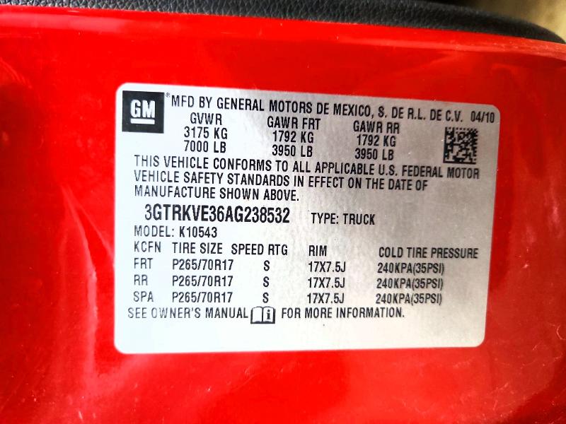 Продаж на аукціоні авто 2010 Gmc Sierra, vin: 3GTRKVE36AG238532, номер лоту: 48036636