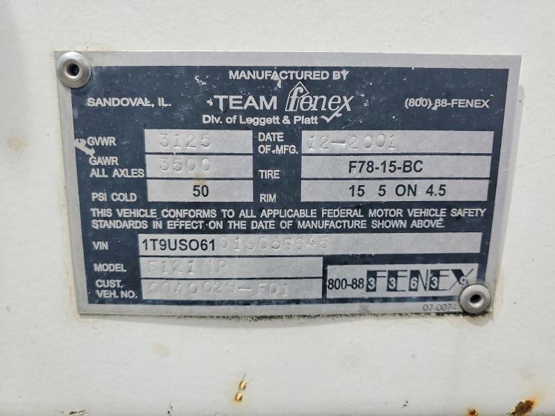 Продаж на аукціоні авто 2001 Team Fenex Trailers, vin: 1T9US06101S056645, номер лоту: 50716356
