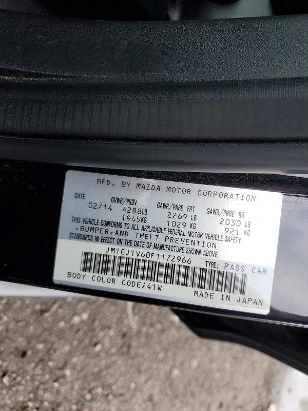 Aukcja sprzedaży 2015 Mazda 6, vin: JM1GJ1V60F1172966, numer aukcji: 49726666