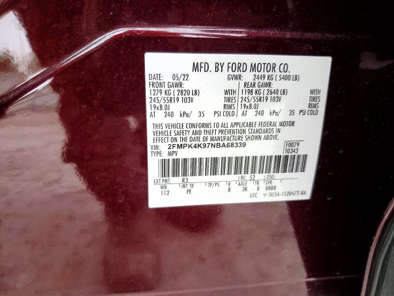Aukcja sprzedaży 2022 Ford Edge, vin: 2FMPK4K97NBA68339, numer aukcji: 51324826