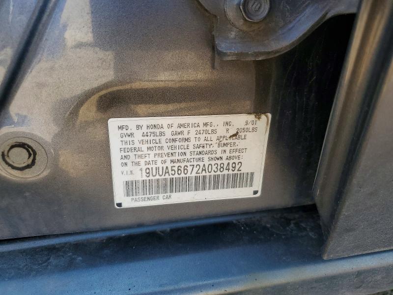 Aukcja sprzedaży 2002 Acura 3.2tl, vin: 19UUA56672A038492, numer aukcji: 50616706