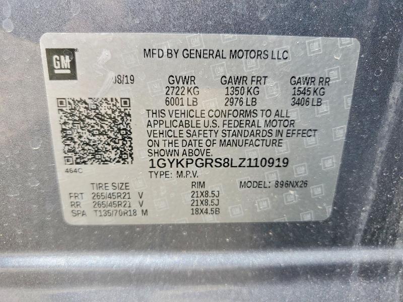 49981756 :رقم المزاد ، 1GYKPGRS8LZ110919 vin ، 2020 Cadillac Xt6 مزاد بيع