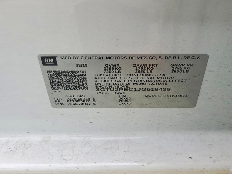 Продажа на аукционе авто 2018 Gmc Sierra, vin: 3GTU2PEC1JG516436, номер лота: 51709296