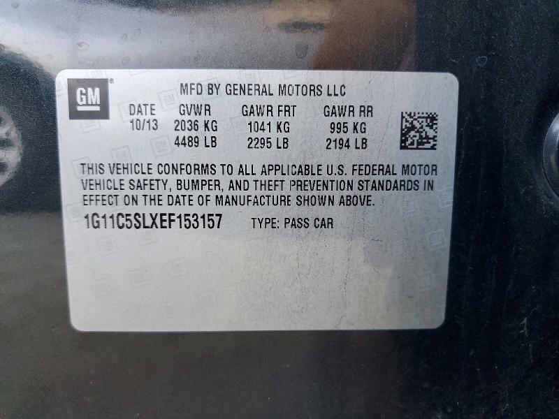 2014 Chevrolet Malibu მანქანა იყიდება აუქციონზე, vin: 1G11C5SLXEF153157, აუქციონის ნომერი: 51204136