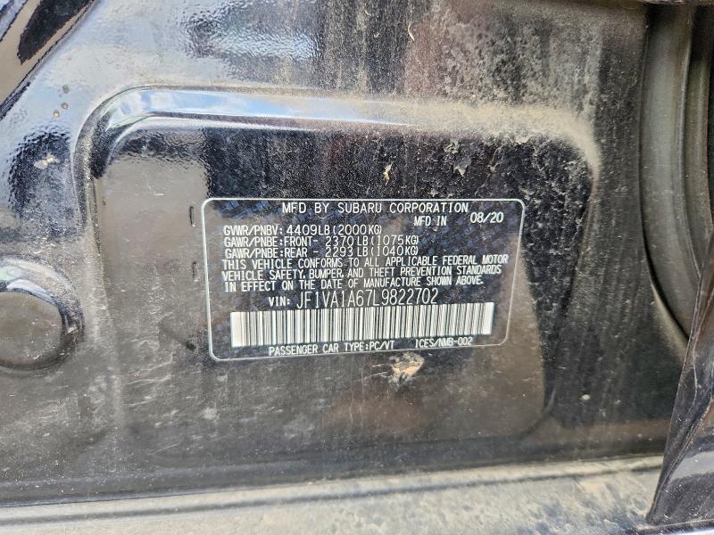 50964996 :رقم المزاد ، JF1VA1A67L9822702 vin ، 2020 Subaru Wrx مزاد بيع