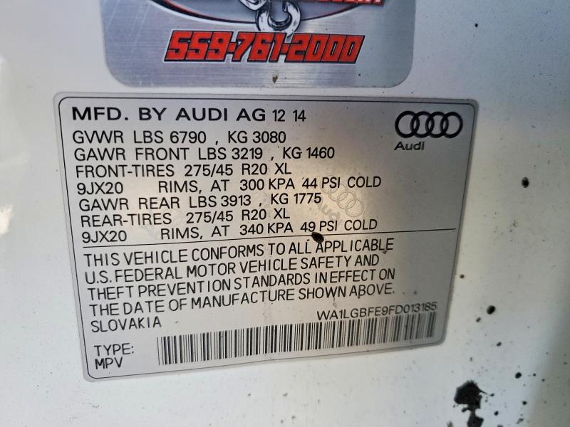 Aukcja sprzedaży 2015 Audi Q7, vin: WA1LGBFE9FD013185, numer aukcji: 49841286